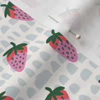 Strawberry Geometric Fruit Sky Blue Half Circle Stripe Fabric Kitchen Home Decor Bedding