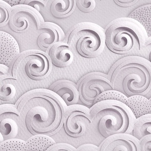 Paper Clouds- Dreamy Cloudy Sky- Paper Cut Faux Texture- Sun- Moon-  Calming Neutral- Monochromatic Pink Lilac- Light Soft Pastel Hue- Extra Large