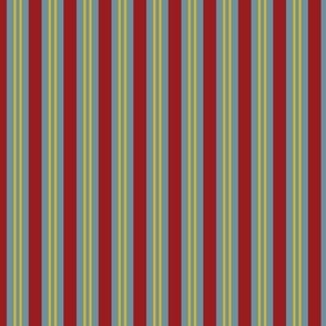 Americana Summer:  Stripes (Red, Teal & Gold)