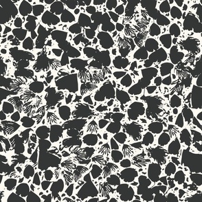 Abstract foliage texture in onyx black - medium