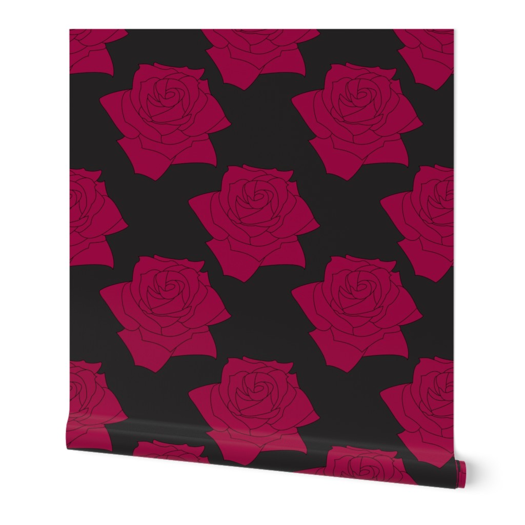 Crimson Roses on Soft Black Large