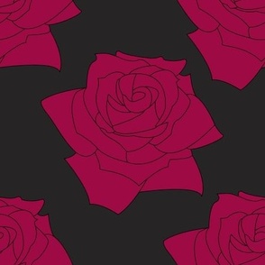 Crimson Roses on Soft Black Large