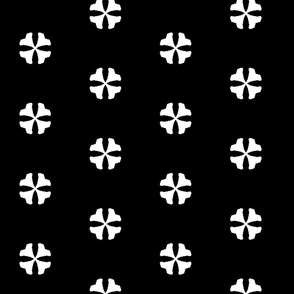 Halfdrop Black and White Trumpet Flower Simple Geometric Pattern on Black - Large