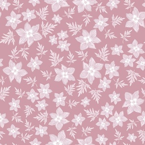 Batik Blockprint Boho Tossed Floral in Pink 