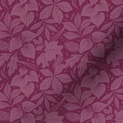 Appalachian Forest Floor Pattern - Berry Purple - Small Scale - Tonal Autumn Botanical Featuring Native Plants and Medicinal Herbs