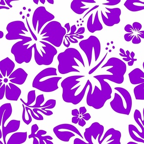 White and Purple Hawaiian Flowers -Medium Scale -