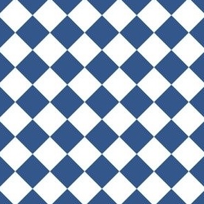 1” Diagonal Checkers, Royal Blue and White