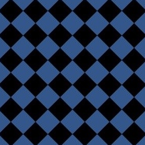 1” Diagonal Checkers, Blue and Black