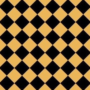 1” Diagonal Checkers, Mustard and Black