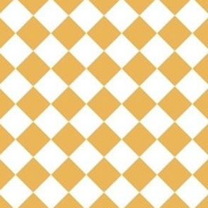 1” Diagonal Checkers, Mustard and White