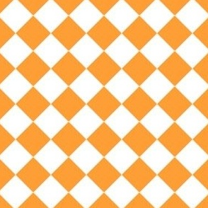 1” Diagonal Checkers, Orange and White
