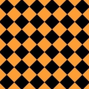 1” Diagonal Checkers, Orange and Black