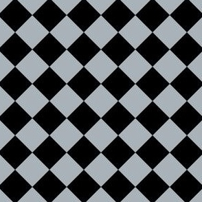 1” Diagonal Checkers, Grey and Black