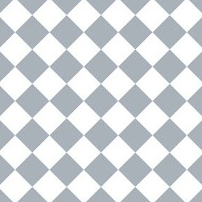 1” Diagonal Checkers, Grey and White