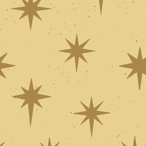 Large Scale // Hand-drawn Stars with Sparkle in gold and pale yellow