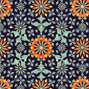 Arabesque In Navy Background-Small