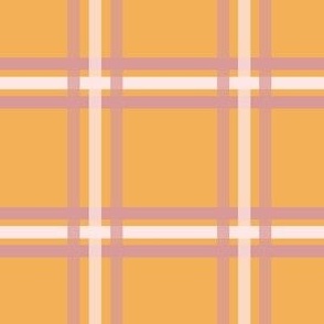 Triple grid flannel - Mustard yellow, white, and pink