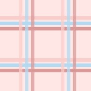 Triple grid flannel - Light pink and blue