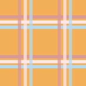Triple grid flannel - Mustard yellow, pink, blue