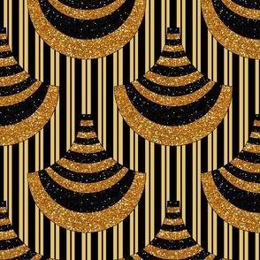 Art Deco Gold and Black Pinstripes and Scales 