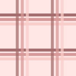 Triple grid flannel - berry and pink