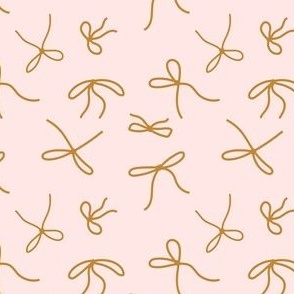 Simple Hand Drawn Bows in gold on light pink