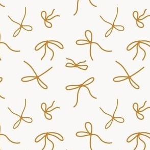 Simple Hand Drawn Bows in Gold on Cream White