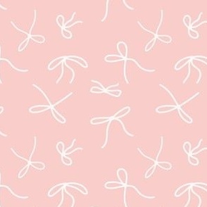 Simple Hand Drawn Bows in White on Pink