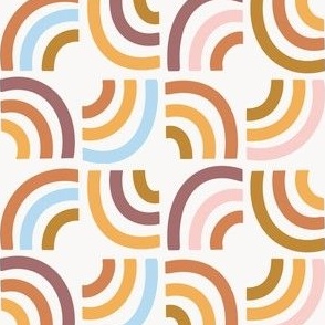 Geometric Rainbow Tiles in retro orange, blue, pink, purple