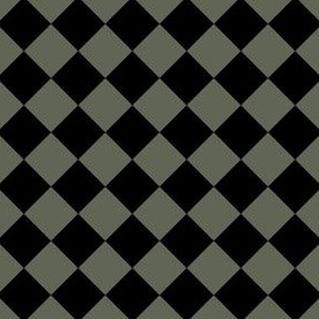 1” Diagonal Checkers, Grey and Black