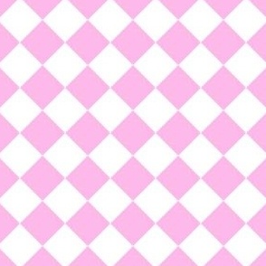 1” Diagonal Checkers, Pink and White