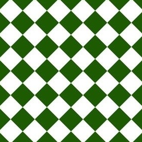1” Diagonal Checkers, Leaf Green and White