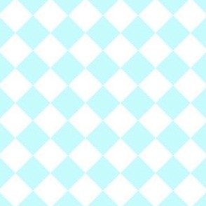 1” Diagonal Checkers, Aqua and White