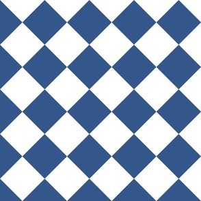 4” Diagonal Checkers, Royal Blue and White