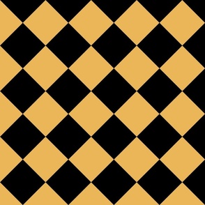 4” Diagonal Checkers, Mustard and Black