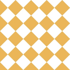 4” Diagonal Checkers, Mustard and White