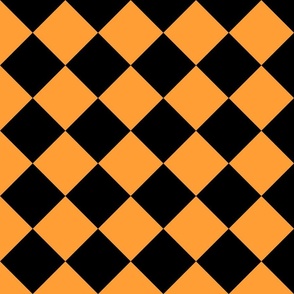 4” Diagonal Checkers, Orange and Black