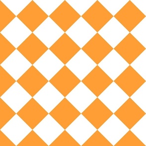 4” Diagonal Checkers, Orange and White