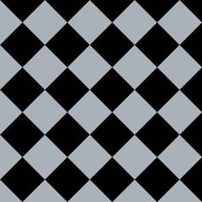 4” Diagonal Checkers, Grey and Black