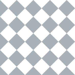 4” Diagonal Checkers, Grey and White