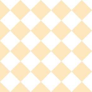 4” Diagonal Checkers, Butter Yellow and White