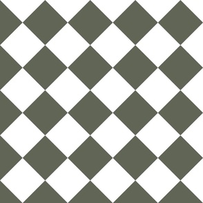 4” Diagonal Checkers, Olive and White