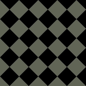 4” Diagonal Checkers, Olive and Black