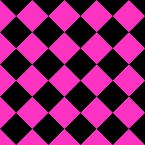 4” Diagonal Checkers, Hot Pink and Black