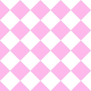 4” Diagonal Vheckers, Pink and White
