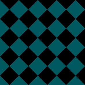 4” Diagonal Checkers, Teal and Black