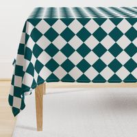 4” Diagonal Checkers, Teal and White