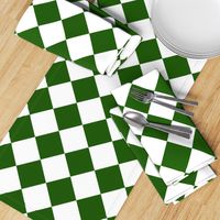 4” Diagonal Checkers, Leaf Green and White