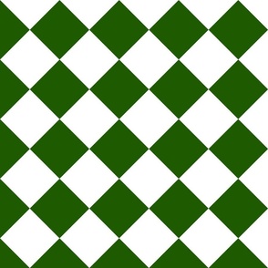 4” Diagonal Checkers, Leaf Green and White