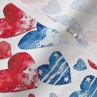 Small Patriotic USA 4th of July Hearts Stars and Stripes Abstract Red White and Blue